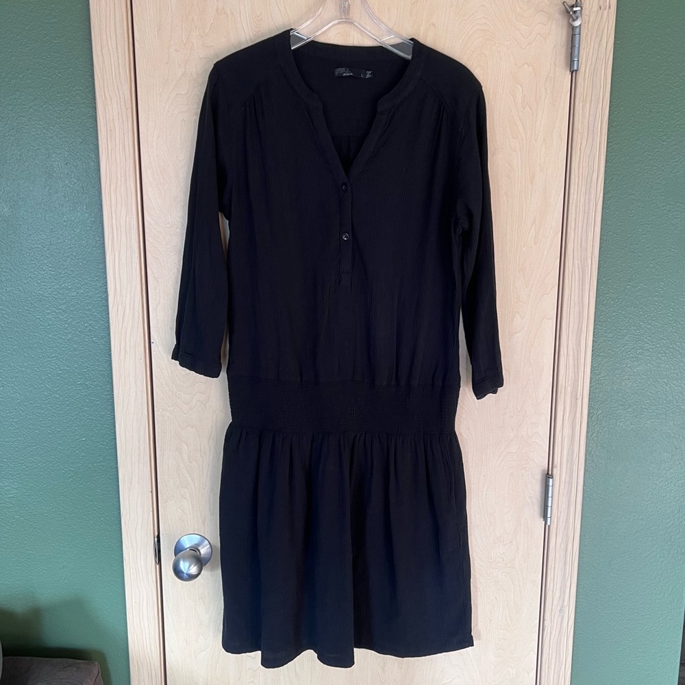 Prana 100% Organic Cotton V-Neck Dress - Black
